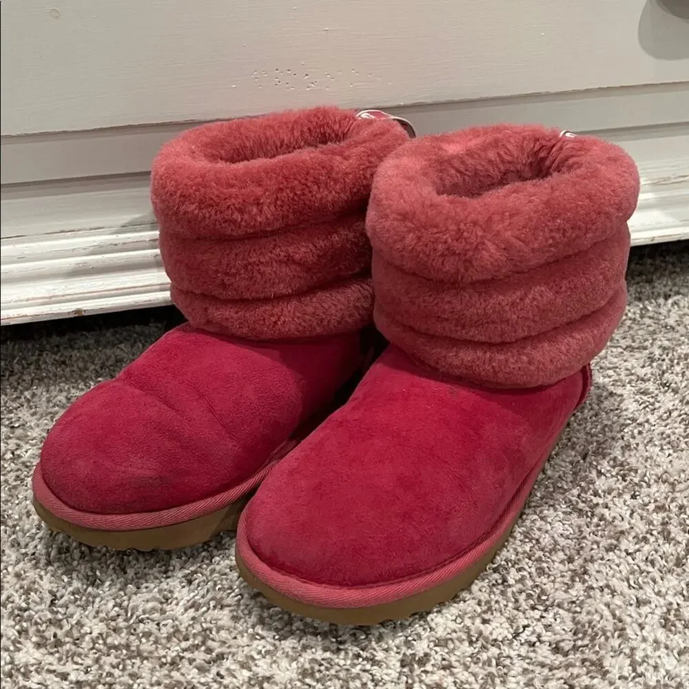 UGG Kid's Fluff Mini Quilted Boots in Fuchsia / Pink
